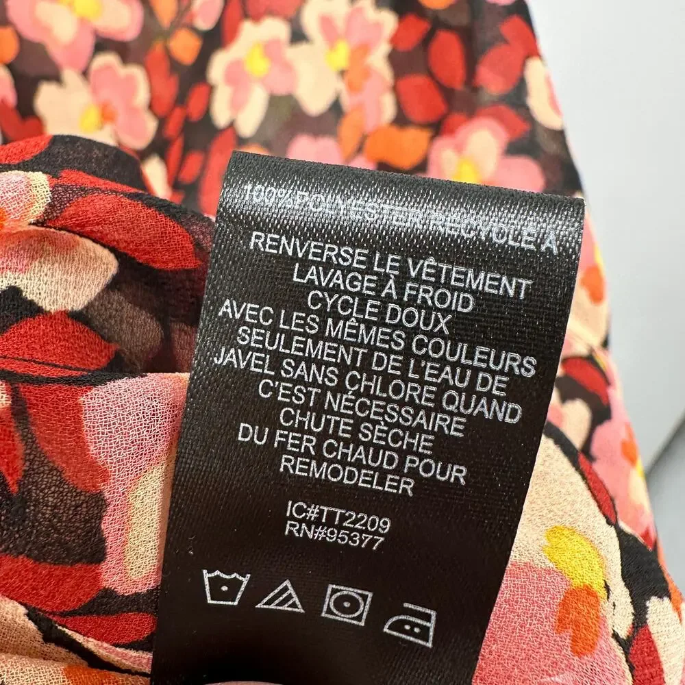 SANCTUARY NWT Tie Neck Floral Ruffle Blouse in Strawberry Fields // XL - Picture 12 of 14